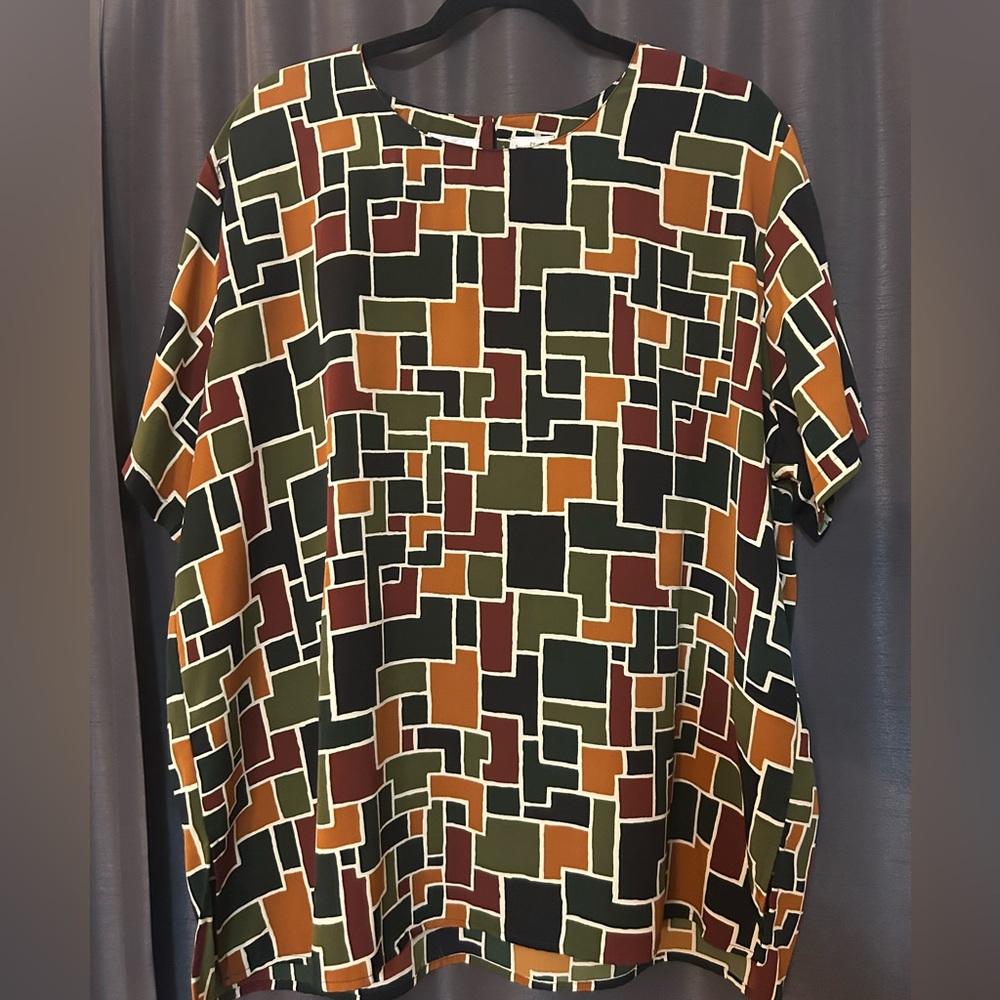 Liz Baker Multicolor Geometric Blouse